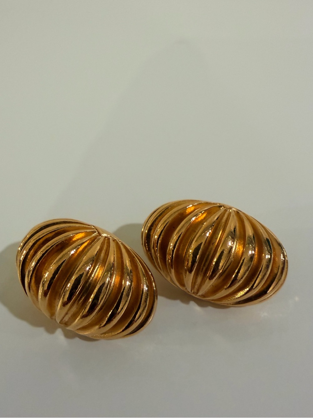 Vintage Gold-Tone Textured Dome Pierced Earrings